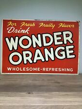 RARE Early Embossed Wonder Orange Soda Sign - BEAUTIFUL  WOW  picture