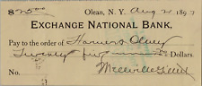 1897 Exchange National Bank Check $25 -Olean, New York picture