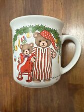 Teddy Bears in Pajamas Christmas Holiday Coffee Cup Mug CMC Inc 1985 Vintage picture