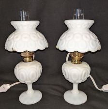Vintage Pair LG Wright Moon & Star Milk Glass Miniature Mini Lamps Electric Oil picture