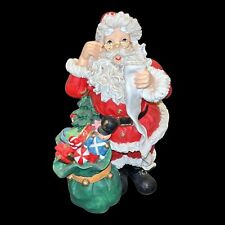 Vintage Resin Santa Is Checking His List With His Sack If Adorable Toys  picture