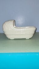 Vintage Pottery USA PLANTER Ceramic Crib Bassinet Cradle  Nursery Decor Cream picture