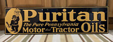 Puritan Motor Tractor Oils Metal Sign Cop Garage Gas Vintage Style Wall Decor picture