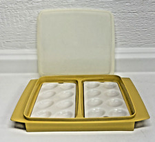 Vtg TUPPERWARE Harvest Gold Deviled Egg Tray Keeper Container 723-4 MCM picture