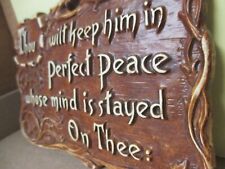 Vintage Christian Wall Plaque THOU WILT KEEP HIM IN PERFECT PEACE Isaiah 26:3 picture