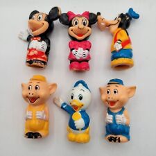 Vintage 1970s Disney Lot of 6 PVC Pencil Toppers - Mickey Minnie Goofy Pigs Duck picture