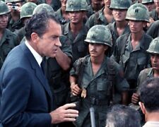 President Richard Nixon with US Soldiers 8x10 Vietnam War Photo 183 picture