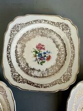 Queen Ann Vintage Plates 22k Gold Trim Union Made In U.S.A.   picture