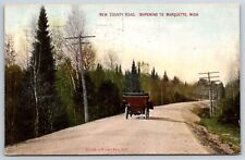 Ishpeming-Marquette Michigan~County Road~Vintage Convertible~1909 Postcard picture