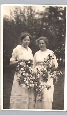 LADIES HOLDING FLOWERS aplington ia real photo postcard rppc iowa history picture