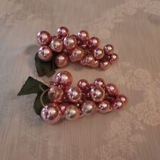 Vintage Lot of 2 PINK Grape Cluster Mercury Glass Ornaments Grapes Decor picture