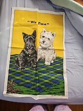 Innes Cromb Ireland “we twa” tea towel Linen cotton Scottie dogs 29” X 18 1/2” picture