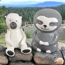 LOT Of 2 Cute Resin Anamal Banks. Buttons The Bear And SHY The Sloth NWTS picture