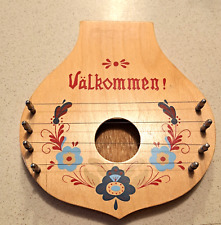 Vintage Swedish Valkommen Wooden Door Harp Scandinavian Shopkeepers Bell Chime picture
