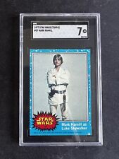 1977 Topps Star Wars Series 1 Blue, #57 Mark hamill As Luke Skywalker SGC 7 NM picture