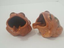 Pair of Singing Pond Frogs, Figurines Clay Glazed picture