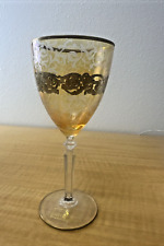 Medici Italy Interglass Goblet Glasses Gold Tone Rim - RARE FIND picture