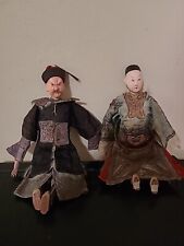 Antique Set of 2 Composition Chinese Dolls picture