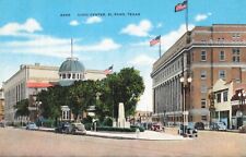 El Paso Texas, Civic Center, Street View, Old Cars, Vintage Postcard picture