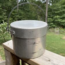 Vintage Metal Tin Bucket Canister Can with Lid & Handle Primitive picture