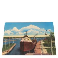 Postcard Modern Freighter Entering MacArthur Lock Sault Ste Marie Ontario Canada picture