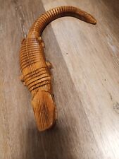 Vintage Alligator Wooden Crocodile Movable Articulating Bendable Hand Carved Toy picture