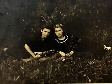 1949 Vintage Photo Young Girls Best Girlfriends Lying in Grass Portrait Snapshot picture