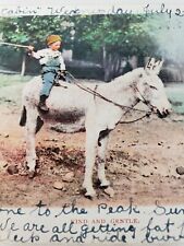 C 1902 Kind & Gentle Boy Riding White Donkey UDB Color Private Mailing Postcard picture