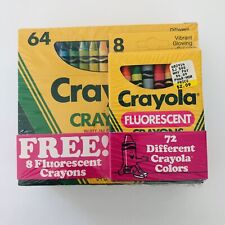 Vtg 1989 Crayola Crayon 64 Count + 8 Extra Fluorescent 72 Total Sharpener Sealed picture