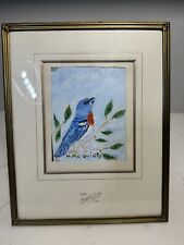 Blue Bird Art In Vintage 8x10 Picture Frame Gold color With Easel picture