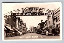 Reno NV-Nevada RPPC, Virginia Street Welcome Sign, Real Photo c1940 Postcard picture