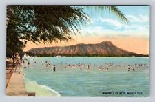 Honolulu HI-Hawaii, Waikiki Beach, Antique, Vintage Postcard picture