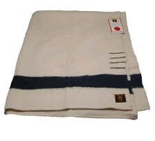 Vintage Charles Whitney Point Blanket Wool England Cream Indigo Full 72/90 EUC  picture