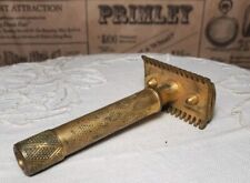 Vintage Gillette Brass Safety Razor Diamond Pattern Open Comb picture