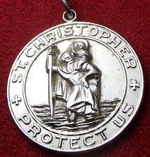 Carmelite Nuns Rare Vintage St. Christopher 12 GRAMS Sterling Silver Ingot Medal picture