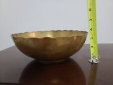 Vintage Solid Brass Scalloped Edge Waved Chippendale Plain Bowl Dish Base picture