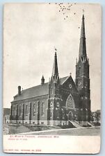 Janesville Wisconsin Postcard St Mary Church Building Exterior View 1911 Vintage picture