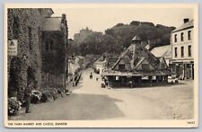 Dunster England UK, Yarn Market & Castle, Street View, Vintage Postcard picture