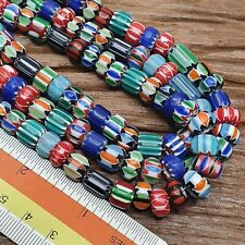 Lot 3 Vintage Venetian African Style Glass Chevron 6-10mm Beads Long Strand L2 picture