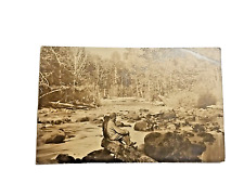 Antique Postcard Two Individuals Relaxing By Stream Early 1900s A18 picture