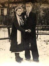 1957 Nostalgic picture Ukrainian Couple Girl Wreath ORIGINAL Snapshot Old Photo picture
