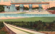 Postcard PA Pennsylvania Turnpike Longest Stretch Linen Vintage PC f7964 picture