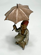 Antique German Georg Heyde Metal Tin Figurine Arab Bedouin under Umbrella Figure picture