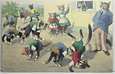 Alfred Mainzer Cats Postcard Belgium Anthropomorphic Recess Leaf Frog Trouble picture