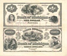 Bank of Michigan with 1939 Menu at Back Uncut Obsolete Sheet - Broken Bank Notes picture