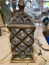 Lattice Bubble Glass Etched Brass  Caged Glass 11” Tall picture