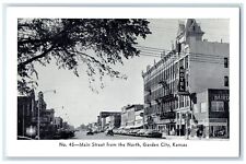 c1940 Main Street North Exterior Road Classic Cars Garden City Kansas Postcard picture