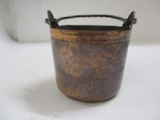 Small Hammered Copper Pail with Etched Flower Design picture