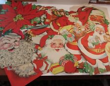 18 Vintage Christmas Die Cut Decoration Santa Head Poinsettia USA picture