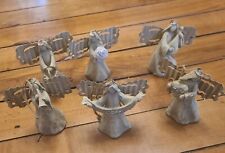 6 Vtg Angel Christmas Ornaments 3.5 Inch Resin w Metal Wings Peace Joy Baby Lyre picture